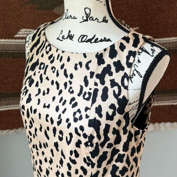 Tibi Cheetah Sateen Cotton Shift Dress in Sand Multi - Picture 7 of 12